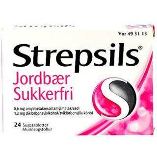 Strepsils Jordbær Sukkerfri 0,6+1,2 mg 24 stk Sugetabletter