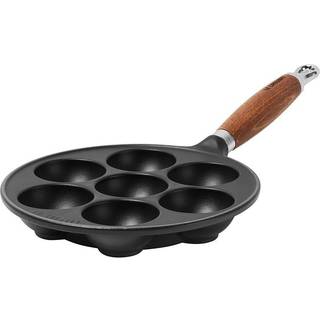 Le Creuset støbejern æbleskivepande med træhåndtag 20 cm matte black