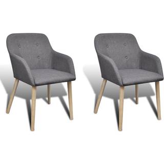 spisebordsstole 2 stk. beige stof massivt egetræ