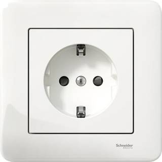 Schneider Electric Vægudtag, indfældet, jordet, 1-vejs med aftagelig ramme