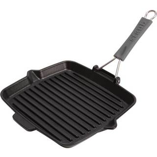 Staub Grillpander Grillpande Med hældetud 24 cm, Støbejern, Sort