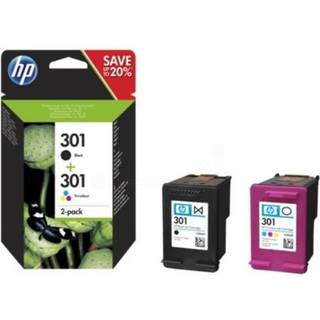 HP 301 / N9J72AE 2-Pack Black (Magenta Cyan Yellow) - Blækpatron Dye-based tricolor