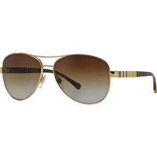 Burberry Kvinde BE3080 1145T5 Solbriller Stål Guld Brun Pilot Polariseret Skygge
