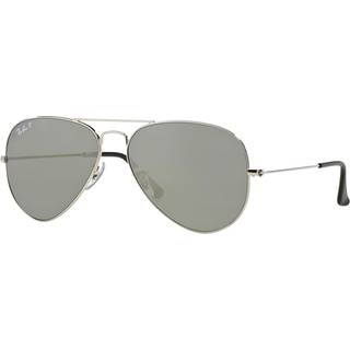 Ray - Ban Unisex RB3025 AVIATOR 003/59 Solbriller Metal Sølv Grå Pilot Polariseret Spejl
