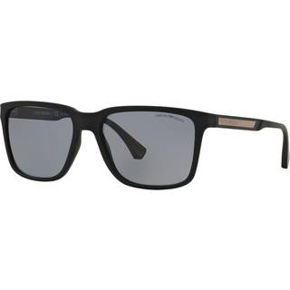 Emporio Armani Mand EA4047 506381 Solbriller Injiceret Sort Grå Firkantet Polariseret