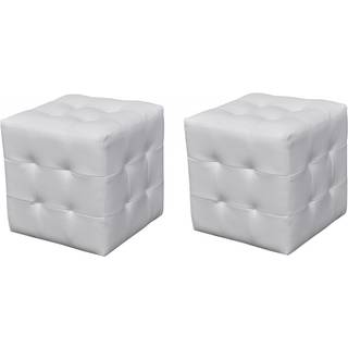 puf 2 stk. 30 x 30 x 30 cm kunstlæder hvid