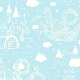 Drage himmel - Light blue - børnetapet