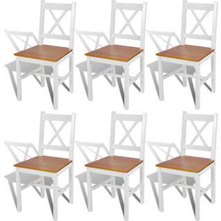 Spisebordsstole Fyrretræ - 6 / Hvid og beige