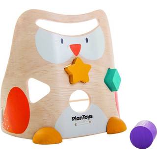 PlanToys sorteringslegetøj i træ - ugle med 4 former