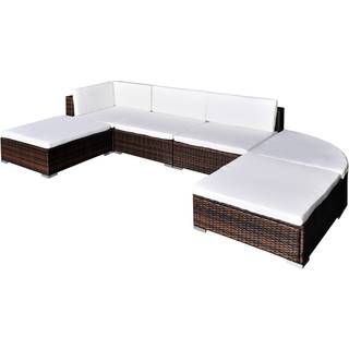 haveloungesæt 6 dele med hynder polyrattan grå