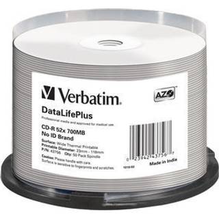 Verbatim 1x50 Verbatim CD-R 80 / 700MB 52x white wide thermal printable