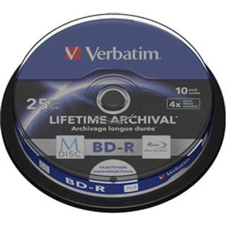 VERBATIM 1x10 M-Disc BD-R BluRay 25GB 4x Speed Cakebox printable
