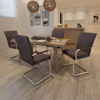 spisebordsstole med cantilever 4 stk. stof hvid