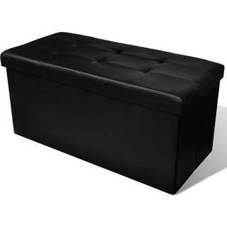 Opbevaringsbænk med pude Sort 84.5 x 41 x 41 cm Konstrueret træ