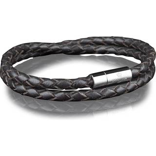 Skultuna Two Row Leather Bracelet Dark Brown Steel