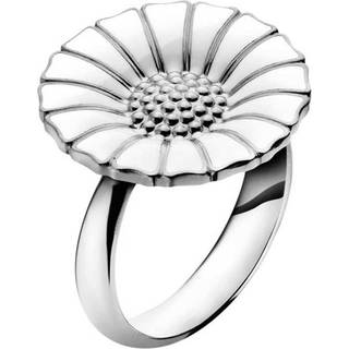 Georg Jensen Daisy Marguerit sølv ring 18 mm med hvid emalje