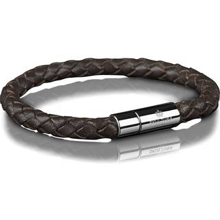 Skultuna One Row Leather Bracelet Dark Brown Steel