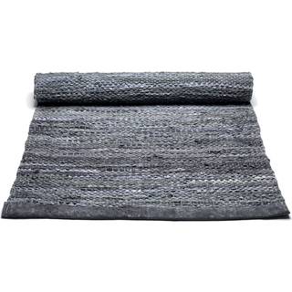 Rug Solid - Tæppe m. læder, dark grey - 140x200 cm