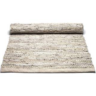 Rug Solid Leather Tæppe Med Kant 140x200 - Bomulds & Kludetæpper Læder Beige - 10706