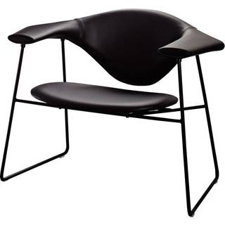 Gubi Masculo Lounge Chair Savanne - Lænestole Læder Sort - 10013758