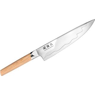 KAI Seki Magoroku Composite Kochmesser 20 cm - VG-10 Stahl - Griff Pakkaholz - Braun,Silber