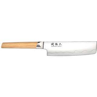 KAI Seki Magoroku Composite Nakiri 16,5 cm - VG-10 Stahl - Griff Pakkaholz - Braun,Silber