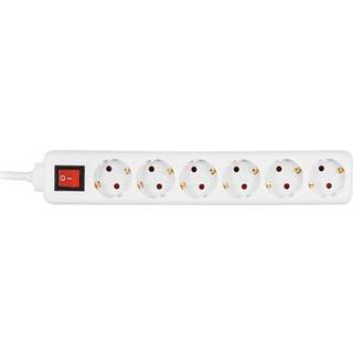 DELTACO strømskinne med <b>6xCEE 7/4 udtag</b>, 1xCEE 7/7 tilslutning