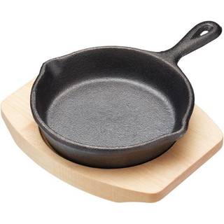 Mini serverings støbejernspande med træ