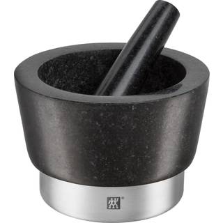 Spices morter i granit og børstet, rustfri stål
