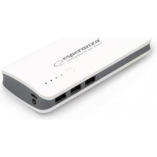 Powerbank | 8000mAh | 3xUSB Port | LED Lygte | Hvid