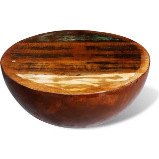 Sofabord Halvrundt Med Stålfod Massivt Genbrugstræ - 1 / Brun / 60 x 28 cm