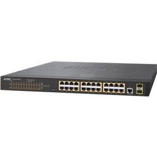 PLANET 24-PORT MANAGED SWITCH 10/100/1000T POE+2-PORT SFP      IN WRLS