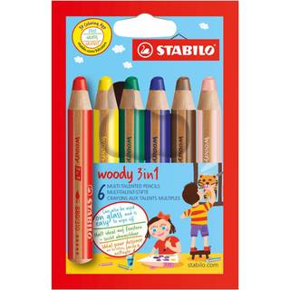 Stabilo Woody 880-6 tyk farveblyant, sæt med 6 farver