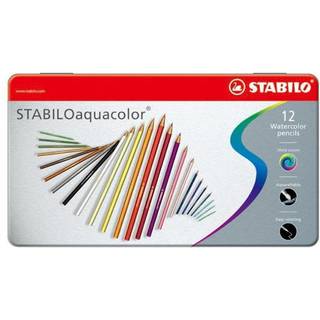 STABILO aquacolor® Aquarellable farve blyanter i metalæske med 12 penne