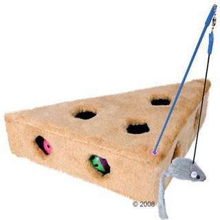 Trixie Cat's Cheese with playing rod & toy balls plush 36 × 8 × 26/26 cm grey