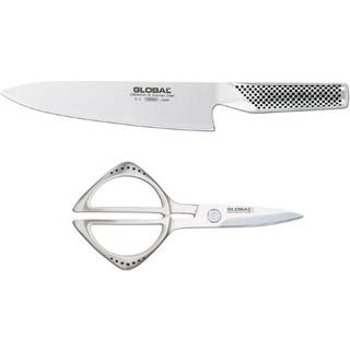 Global GK-2210 Messer-Set 2-teilig mit Kochmesser 20 cm & Küchenschere 21 cm - Cromova 18 Stahl - Silber