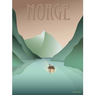 Tilbud: Spar 60% - Norge Fjorden - Plakat 15x21 cm fra ViSSEVASSE