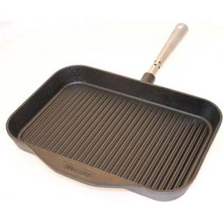 Skeppshult Professional Grillpfanne 32x22 cm - Gusseisen mit Edelstahlgriff - Schwarz,Silber
