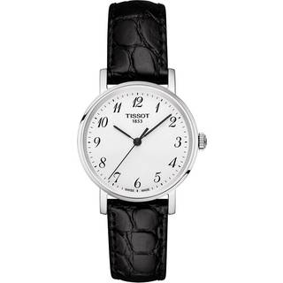 Tissot Everytime armbåndsur i stål med sort læderrem