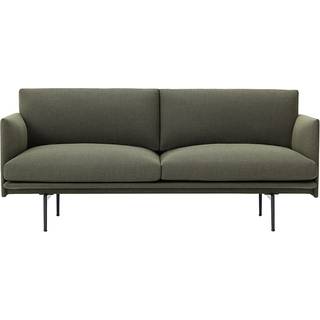 Muuto Outline Sofa 2-pers Sort Aluminium / Remix 163 - 2 personers sofaer Ny Uld Mørkegrå - 27008-163