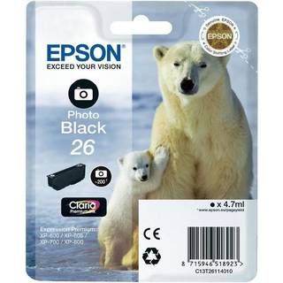 Epson Epson 26 Blækpatron sort foto T2611