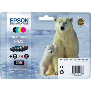 Epson blækpatroner Claria Premium 26XL Cyan Magenta Gul Sort - På lager i butik