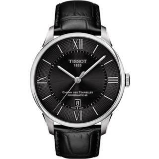 Tissot Chemin des Tourelles automatic armbåndsur i stål med sort skive, romertal og sort rem