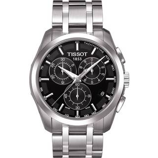 Tissot Couturier Chrono armbåndsur med sort skive og stål lænke