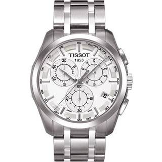 Tissot Couturier Chrono armbåndsur med hvid skive og stål lænke