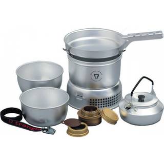Spritbrænder Trangia 27 Small, 1000 W + 2 gryder, 1 stegepande &amp; vindskærm i UL / UltraLight-aluminium + 1 kaffekande + gribetang + rem, Uden brændstof