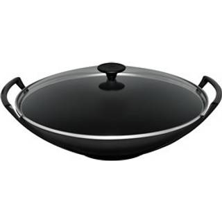 Le Creuset Wok mit Glasdeckel Gusseisen Schwarz Matt 36cm