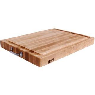 Boos Blocks Prep2Serve Schneidebrett 61x46x6 cm mit Saftrille - Ahornholz mit Edelstahlgriffen - Braun