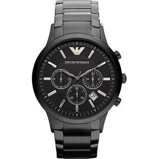Emporio Armani Sort rustfrit stål kronograf herreur AR2453