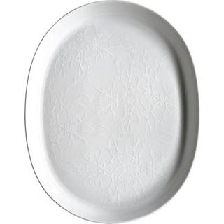 Wik & Walsøe Hvidt træ oval tallerken 36 cm